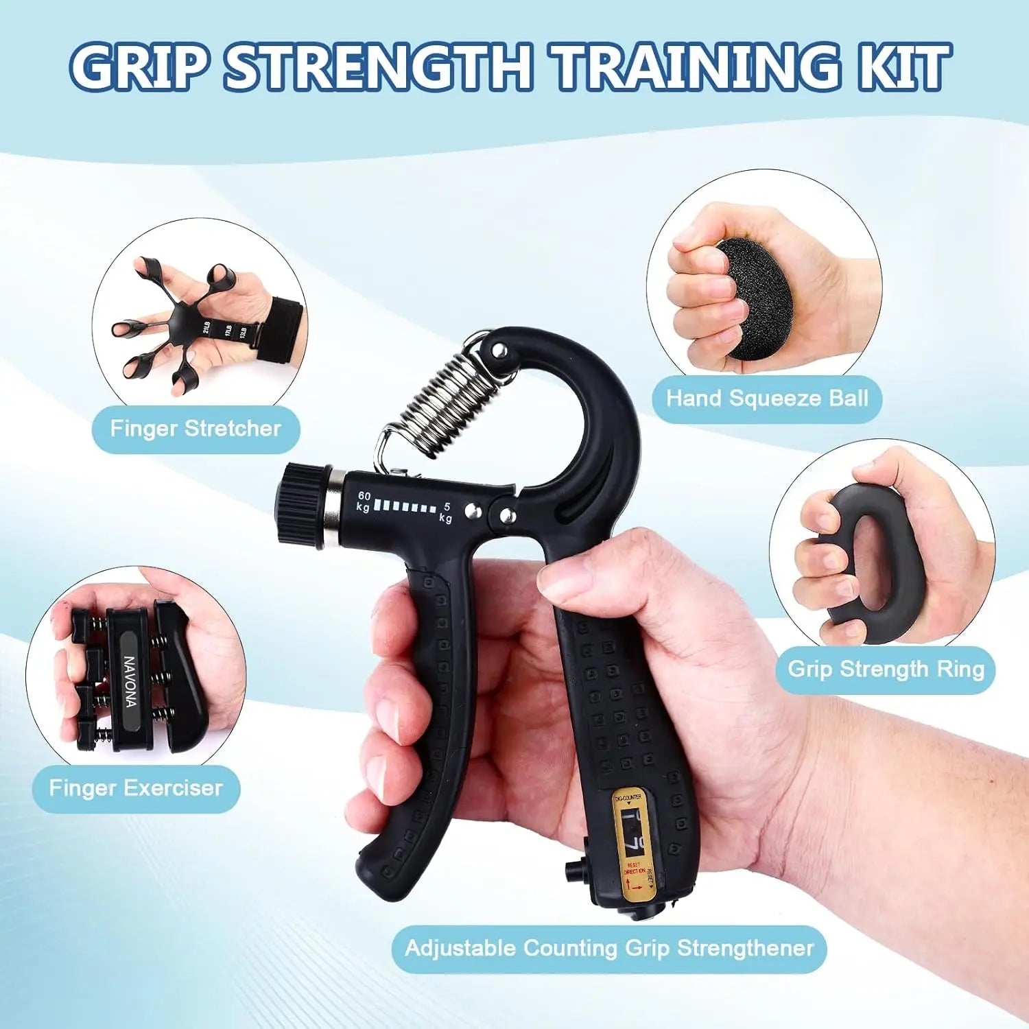 Adjustable Muscle Building Grip Trainer Kit