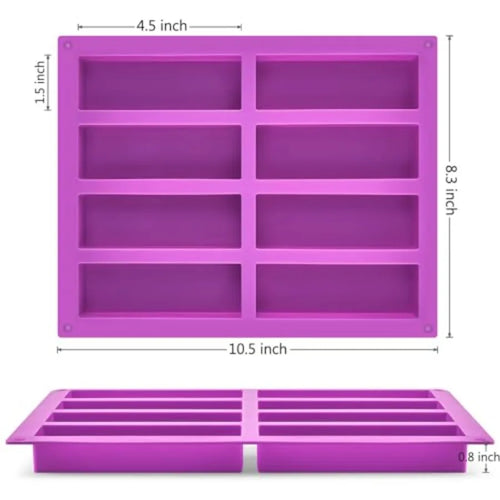8 Cavity Rectangle Silicone Molds for Baking Granola Bar.