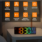 10.5" Digital Wall Clock, LED Display with Remote