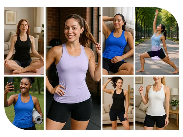 Seamless Workout Tank Tops with Built-in Bra.