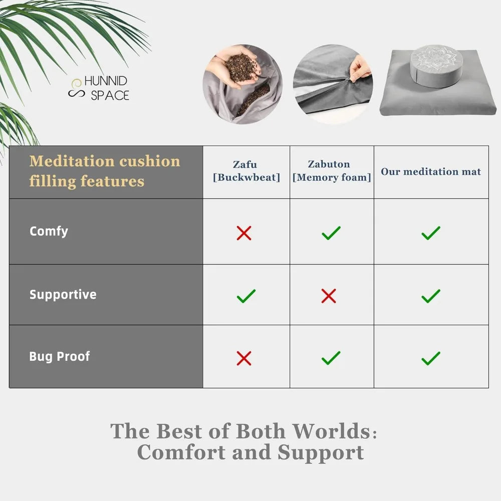 Meditation Cushion Set with Memory Foam