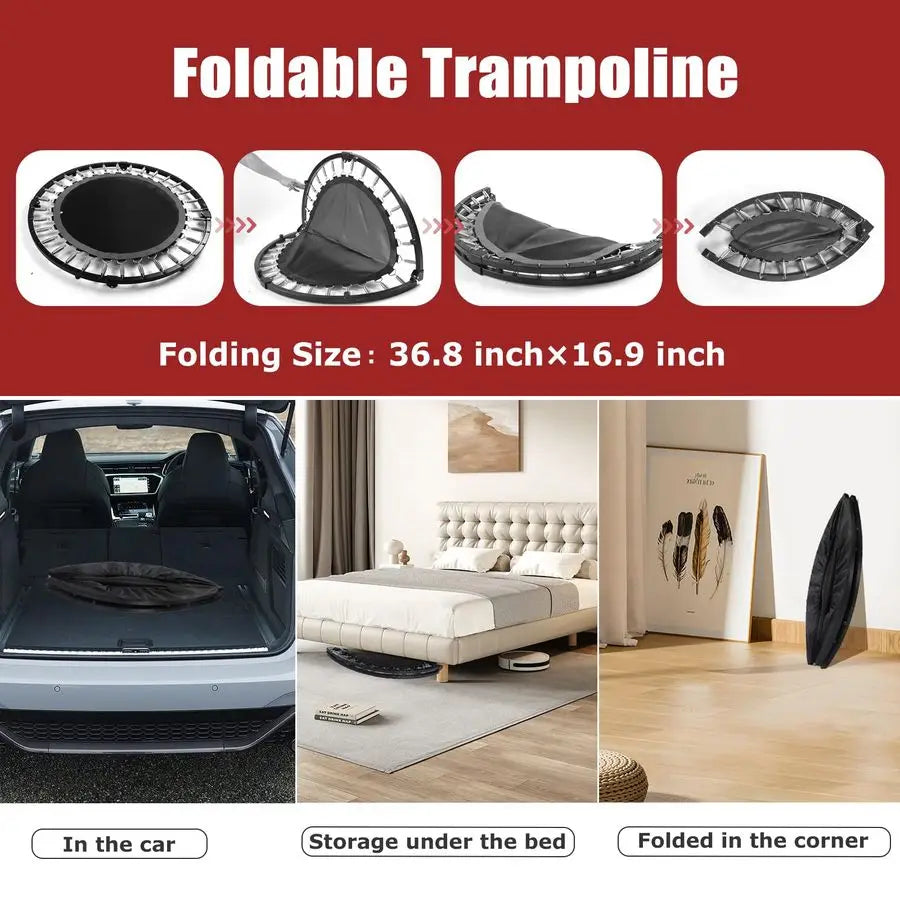 Foldable Adult Trampoline for Adults, 450lbs Capacity