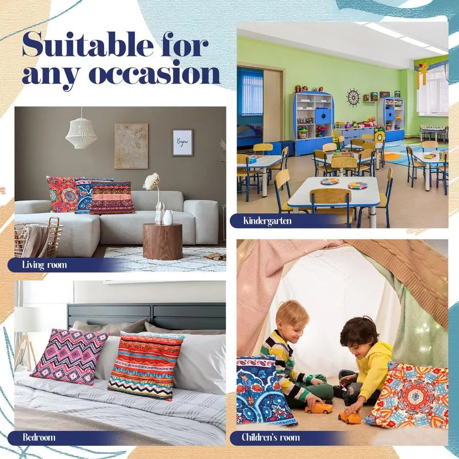 6 Pcs Bohemian Floor Pillows Cushions