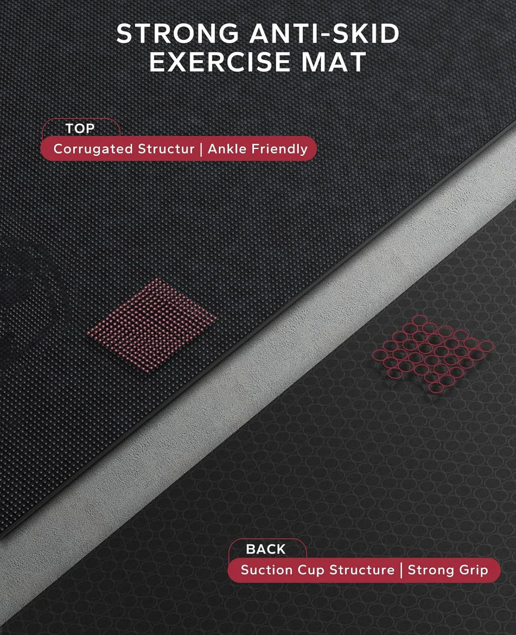 Extra Large Non Slip, Shock Absorbing, with Resistance Bands & Storage Bag Mat.