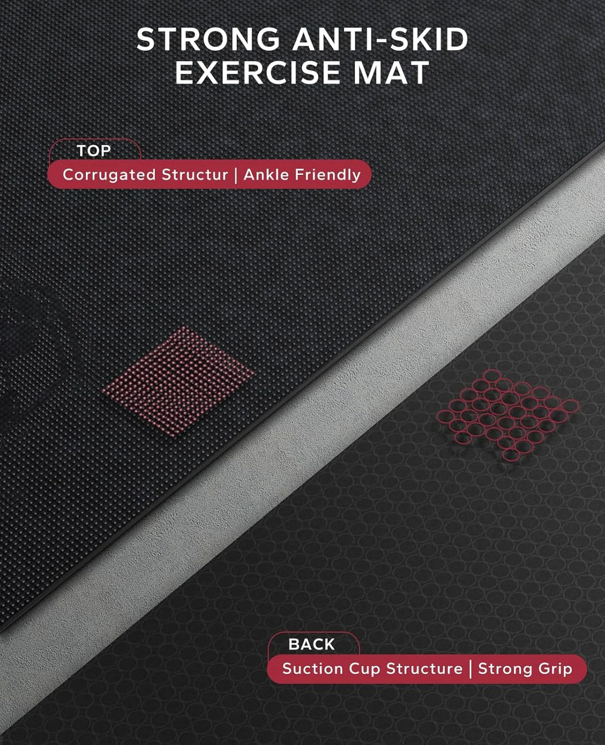 Extra Large Non Slip, Shock Absorbing, with Resistance Bands & Storage Bag Mat.