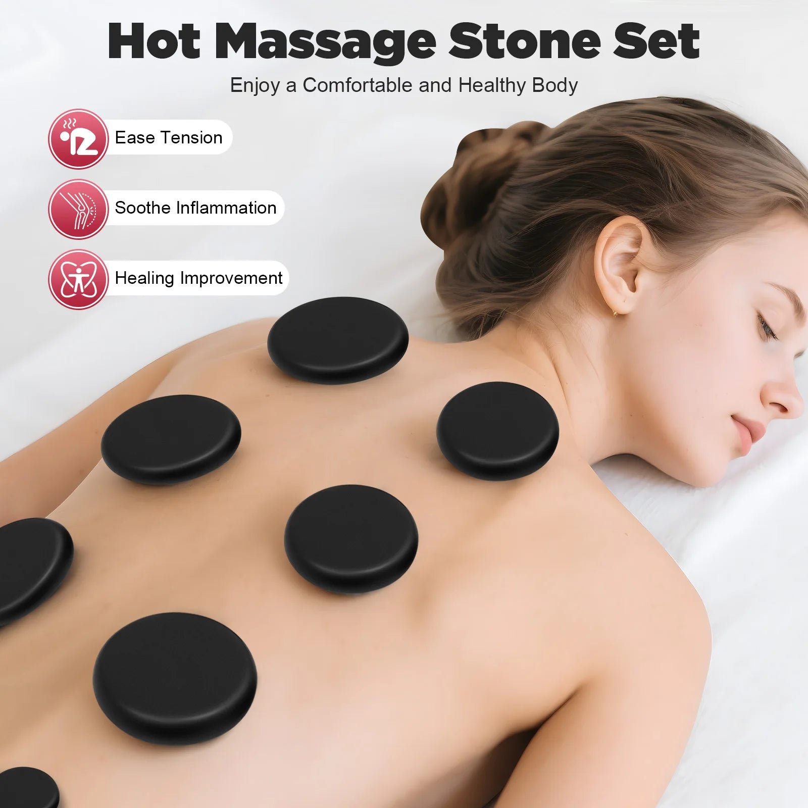 Professional Hot Stone Therapy Massage Kit with Heater