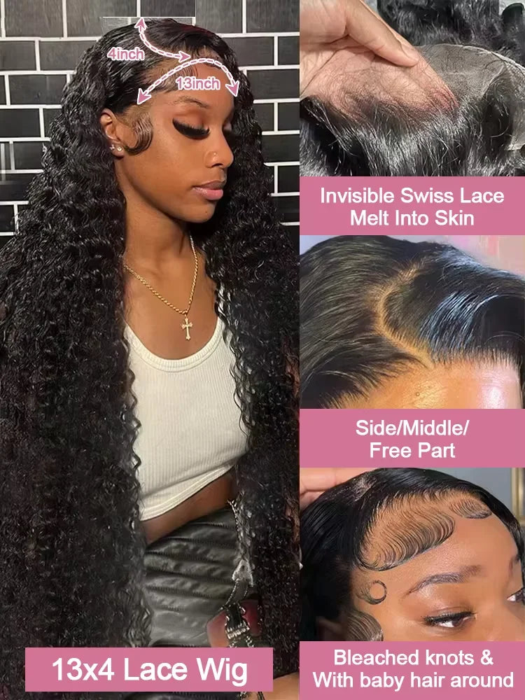 HD Lace Front Human Hair Wigs Deep Wave  Wig.
