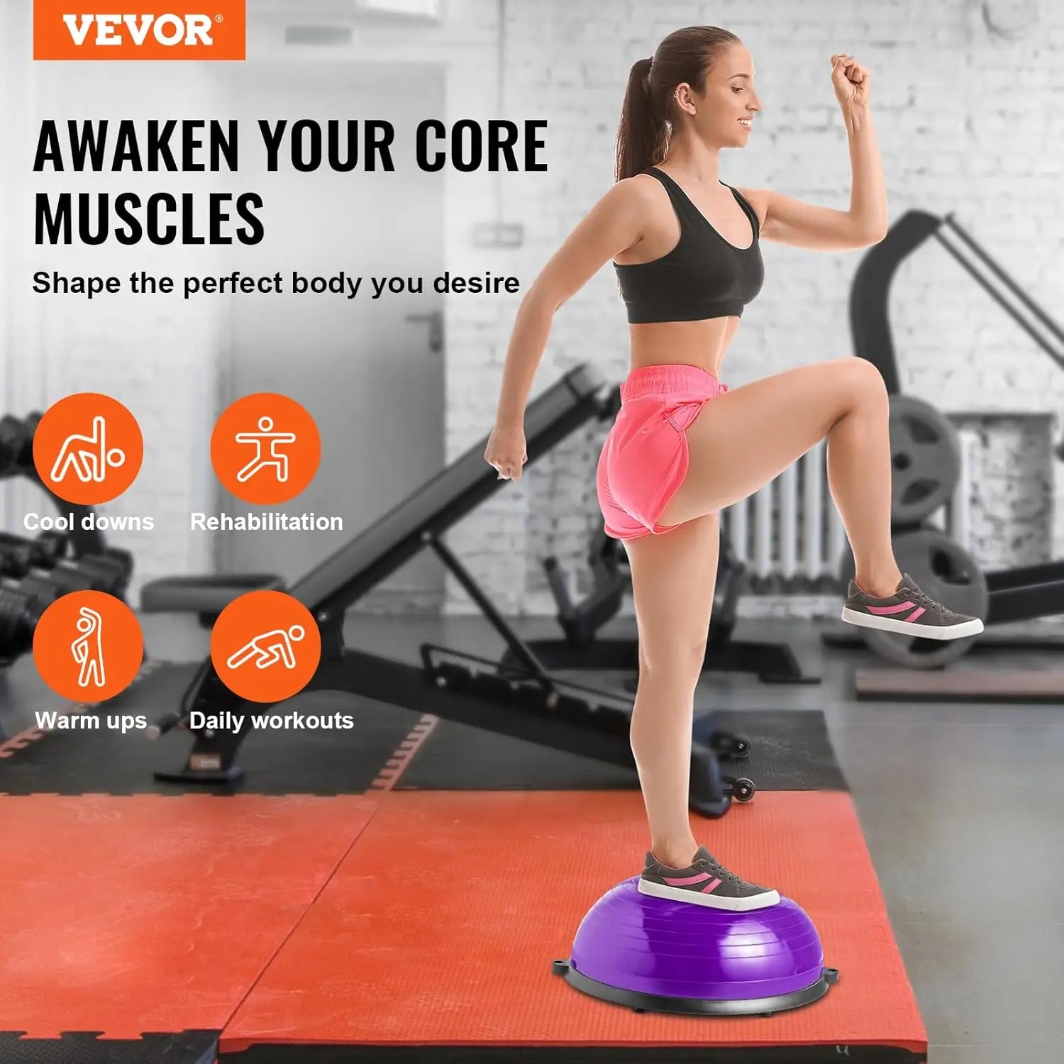 Full Body Half Exercise Ball with Resistance Bands