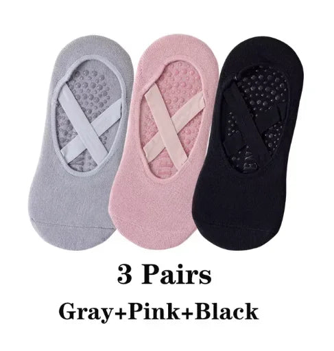 Women Cotton Silicone Non-slip Pilates Grip Sports Sock.
