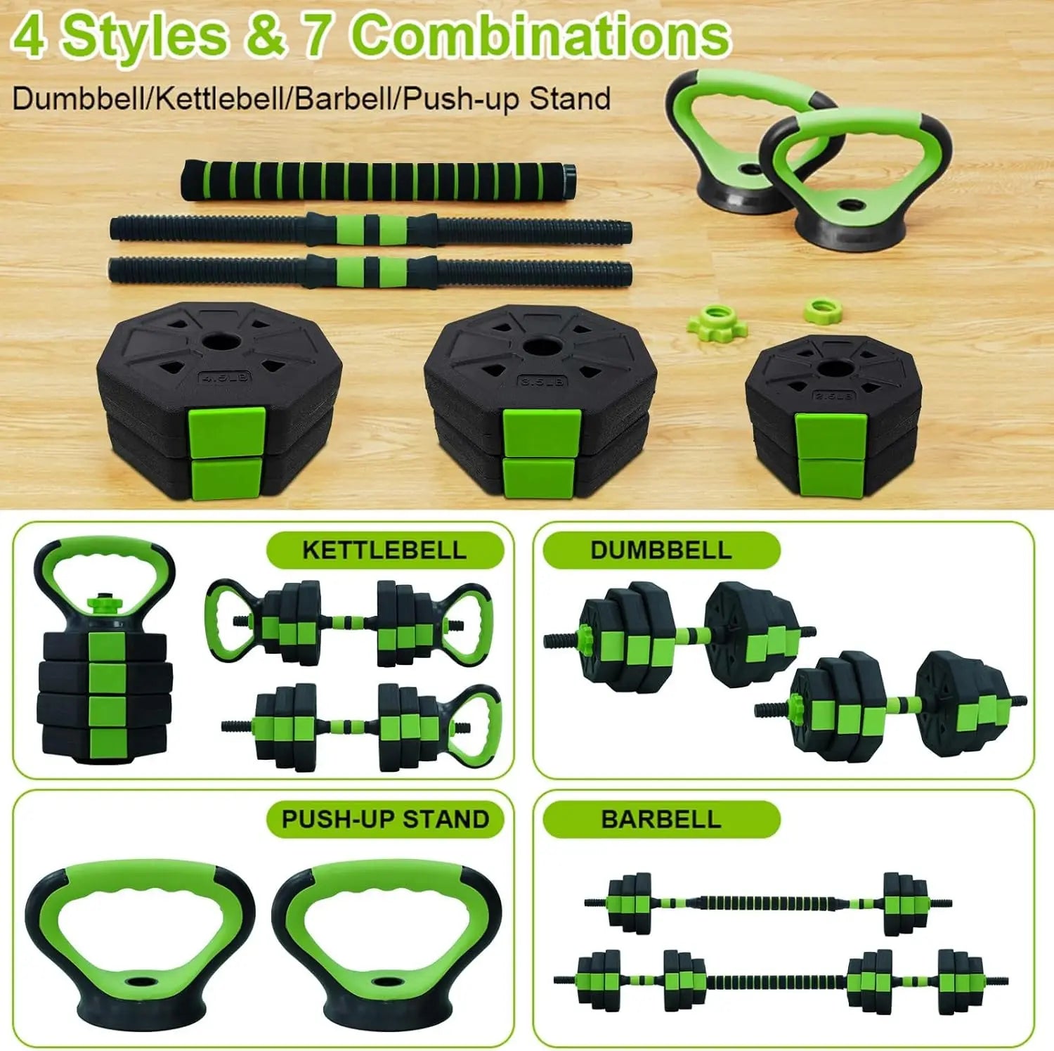 4 in 1 Adjustable Kettlebell and  Dumbbell Set.