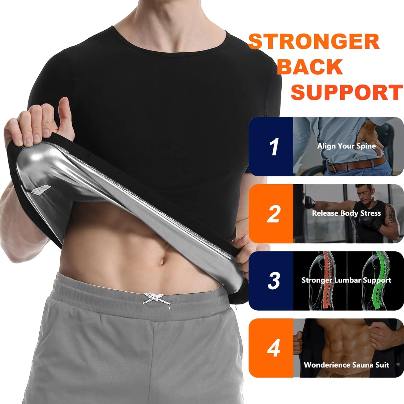 Sauna Sweat Suit Short Sleeve Compression T-Shirt.