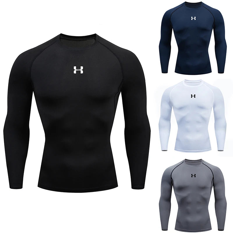 Men Running Compression Long sleeves Sport Tees.