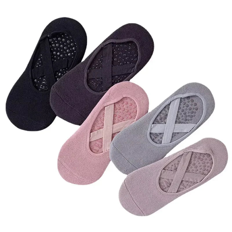 Women Cotton Silicone Non-slip Pilates Grip Sports Sock.