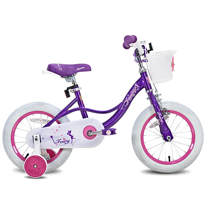 JOYSTAR Fairy Bike with Training Wheels, Handbrake and Basket.