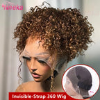 Curly 360 Full Lace Glueless Wig Human Hair Invisible Drawstring.