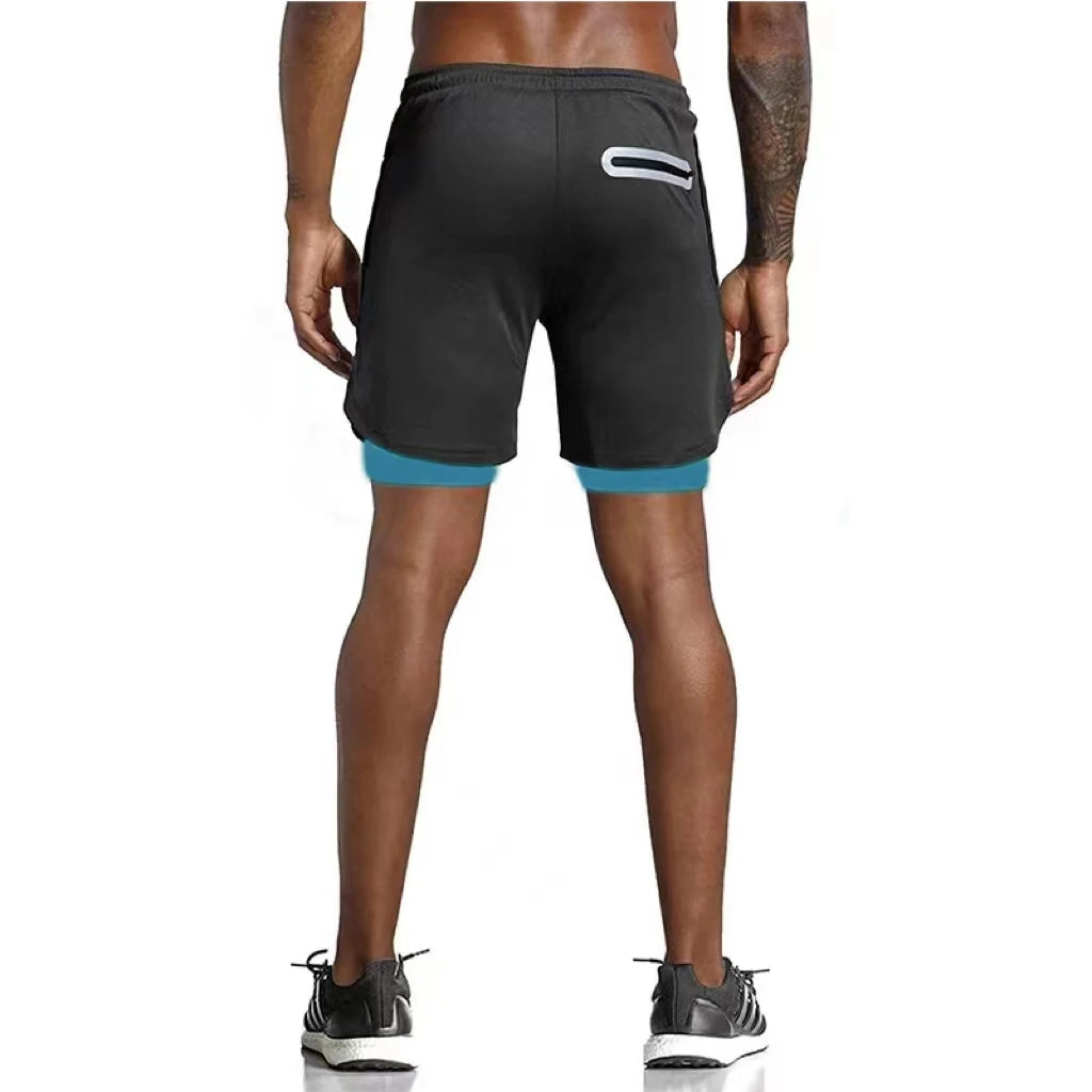 Men Sportswear 2 In 1 Double-deck Training Shorts