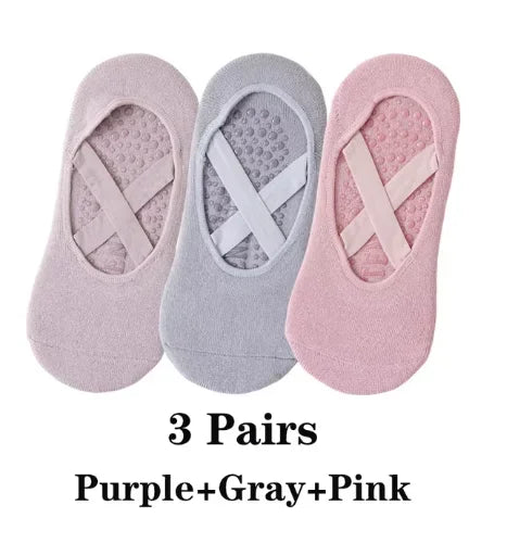 Women Cotton Silicone Non-slip Pilates Grip Sports Sock.