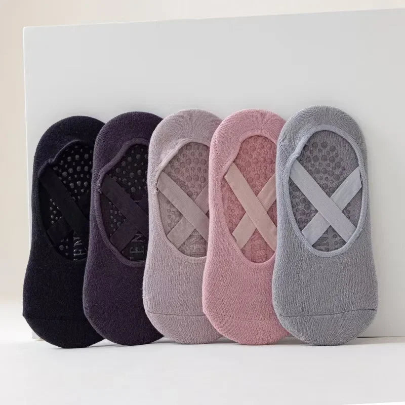 Women Cotton Silicone Non-slip Pilates Grip Sports Sock.