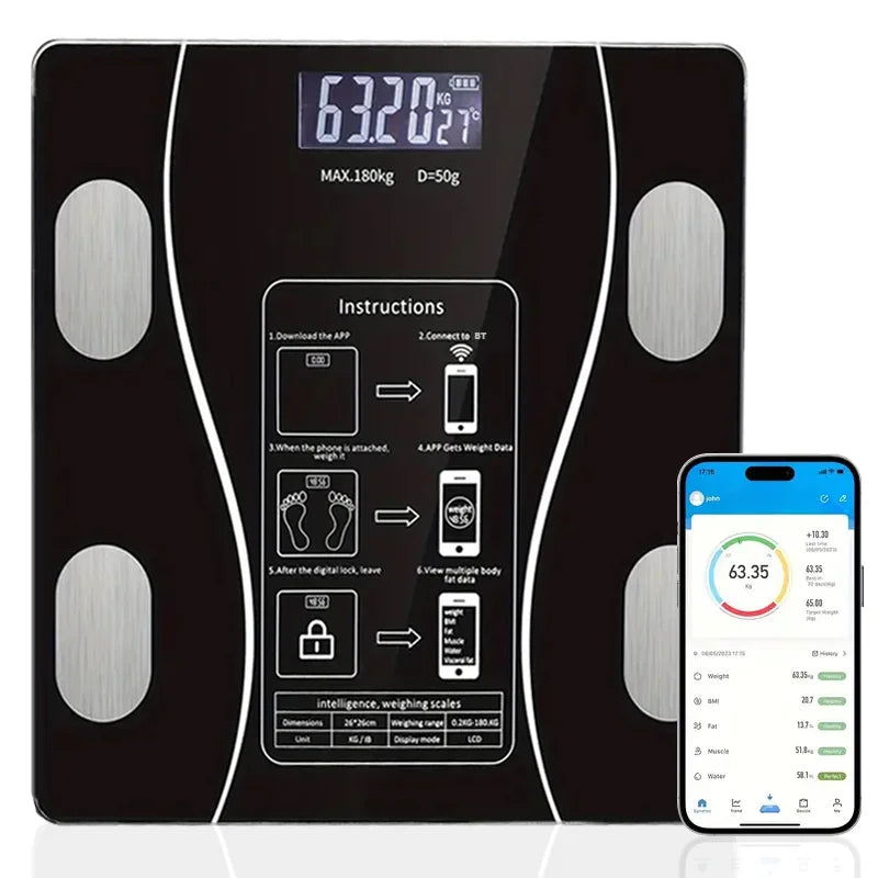 Smart Body Fat Scale Wireless LED Digital Analyzer Scale.