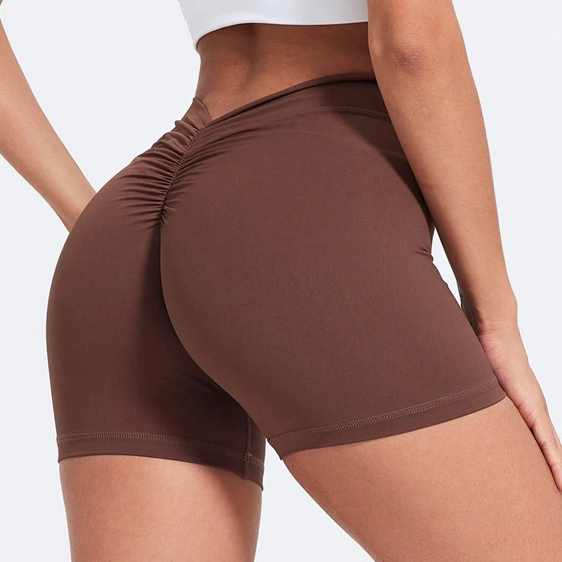 Sexy V-Back Shorts High Waisted Hip Lifting Yoga Shorts