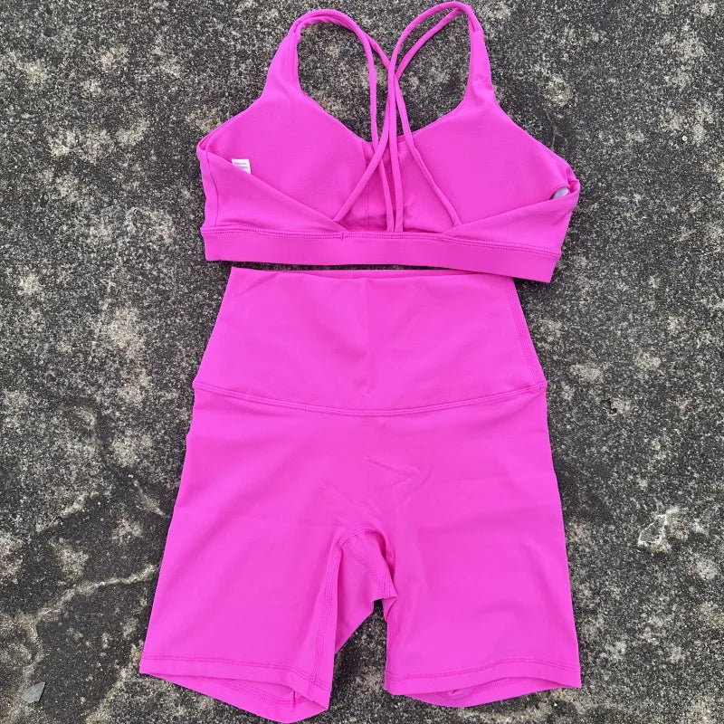 Women Gym Bra+High Waist Short Leggings.