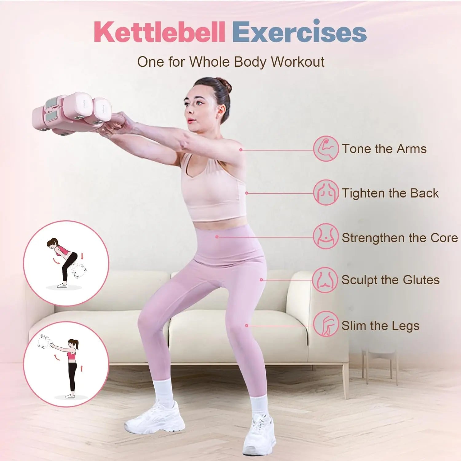 Adjustable Dumbbell Set of 2, 4-in-1Weights