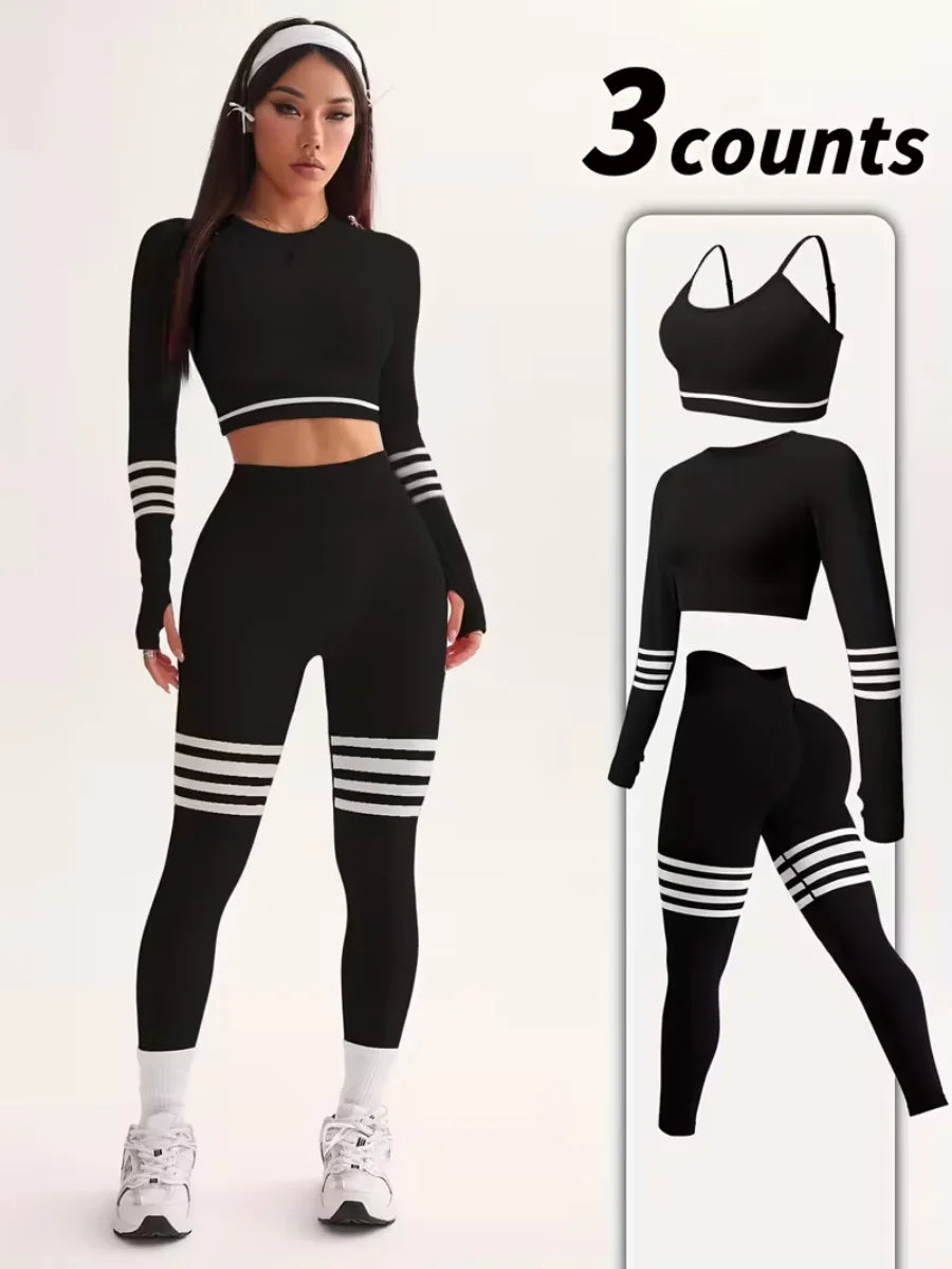 3-Piece Women's Striped Tracksuit
