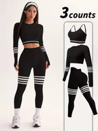 3-Piece Women's Striped Tracksuit