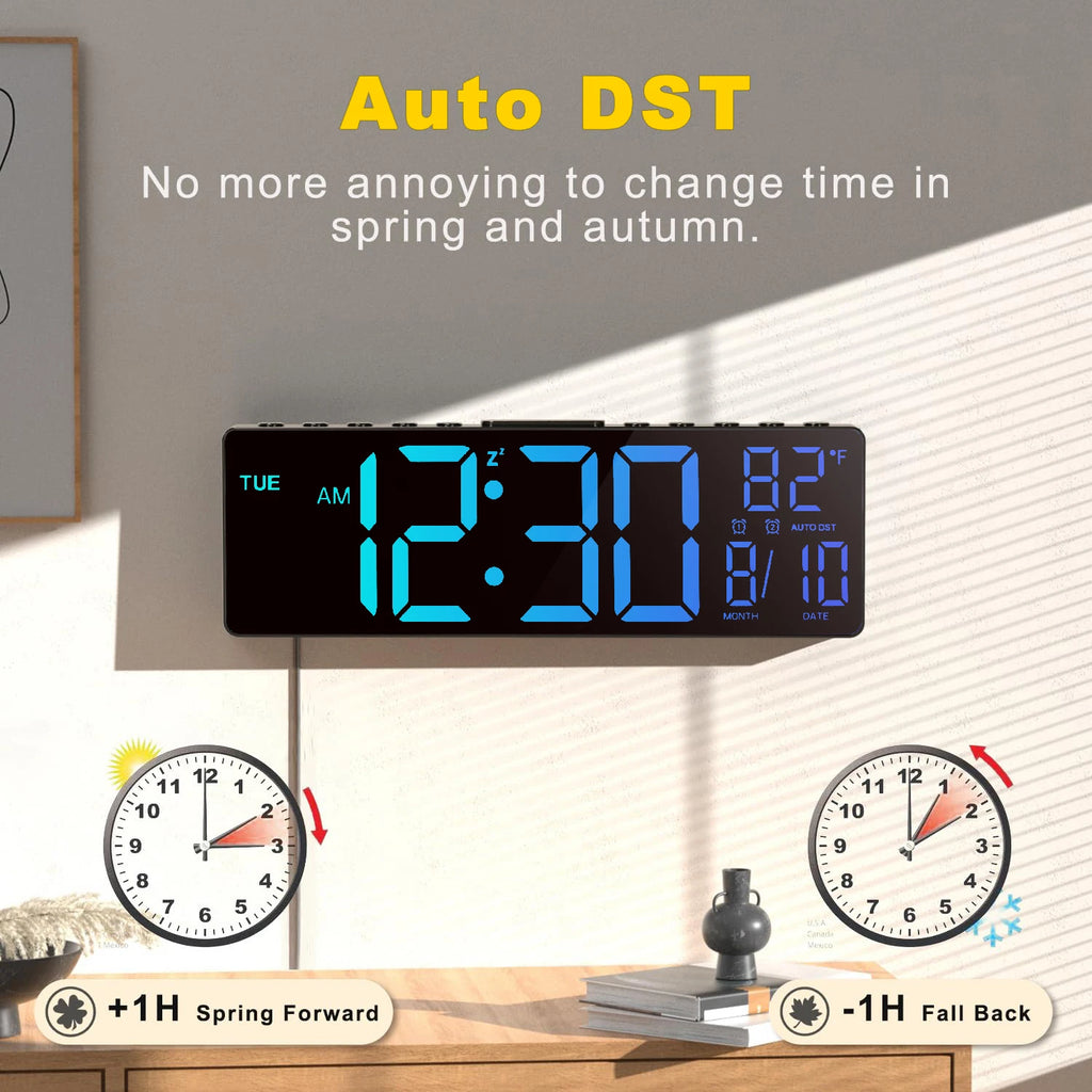 10.5" Digital Wall Clock, LED Display with Remote