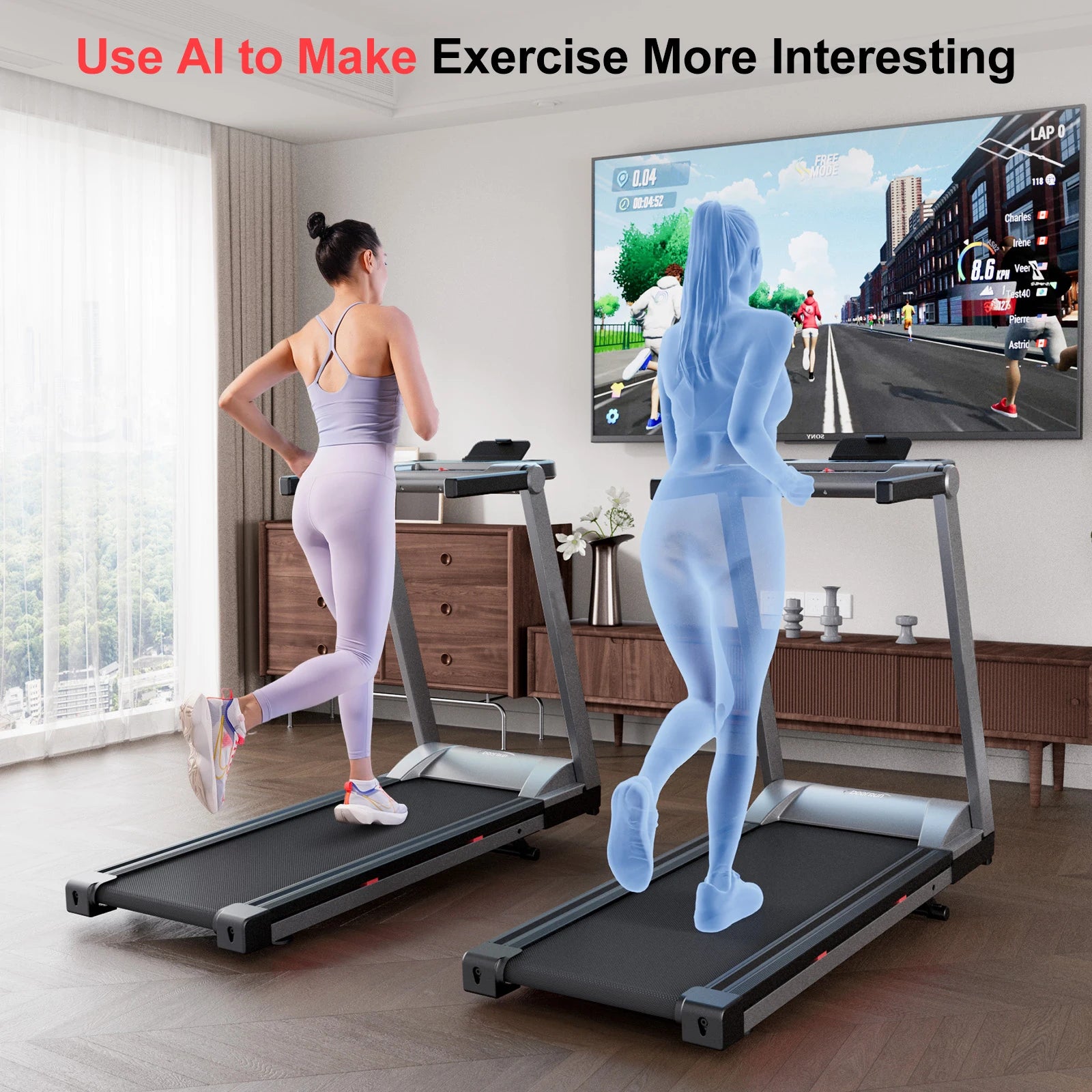 Foldable Data Monitoring Incline Home Treadmill