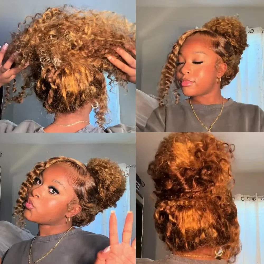 Curly 360 Full Lace Glueless Wig Human Hair Invisible Drawstring.