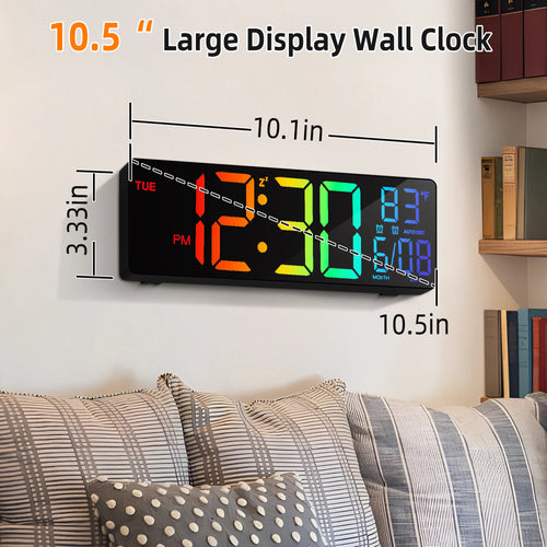 10.5" Digital Wall Clock, LED Display with Remote