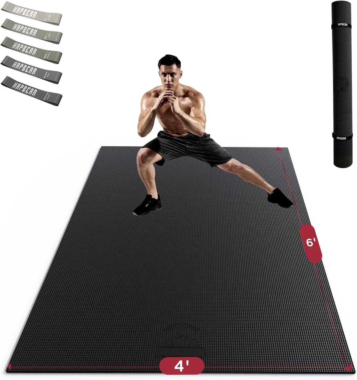 Extra Large Non Slip, Shock Absorbing, with Resistance Bands & Storage Bag Mat.