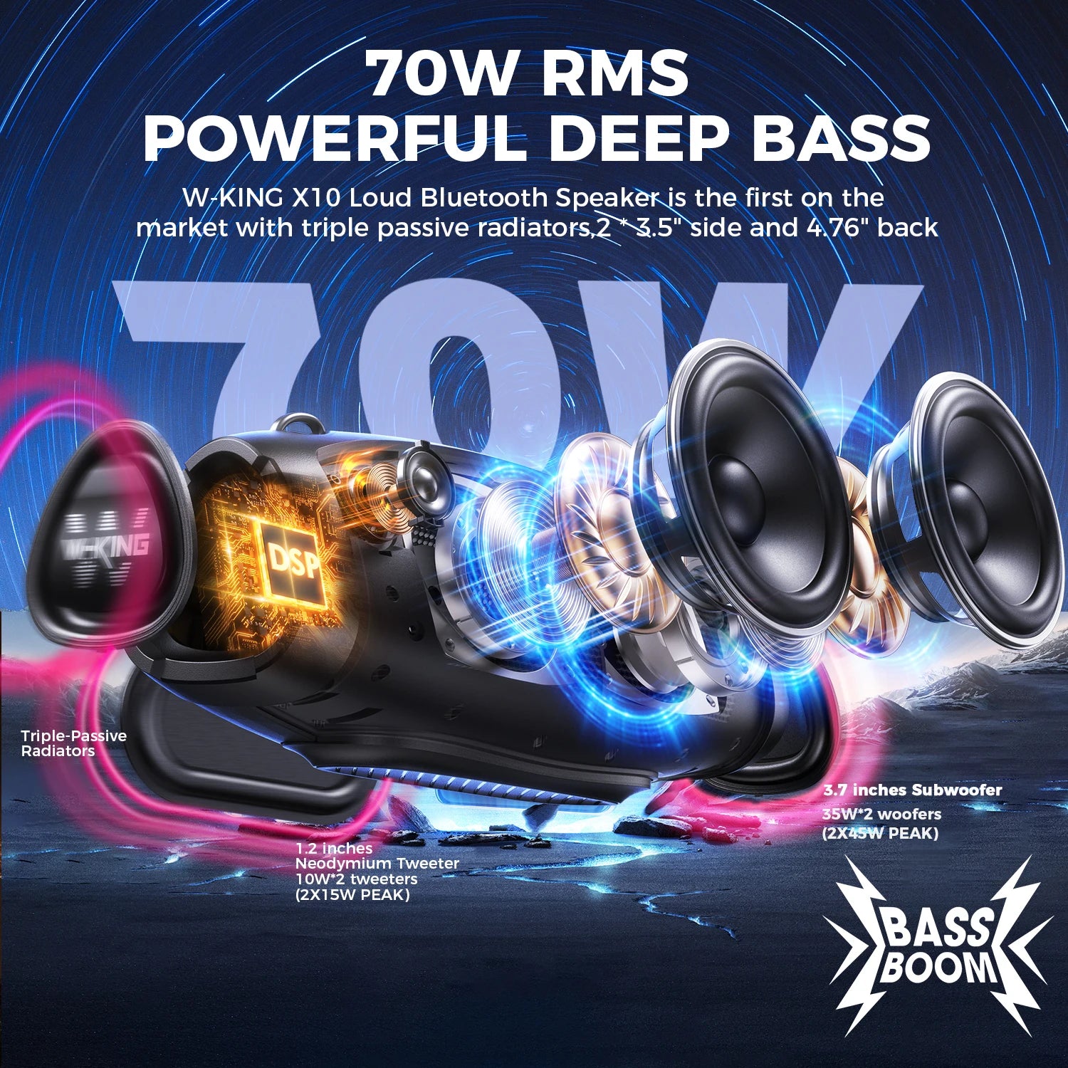 Portable Loud Bluetooth Speakers with Wireless Microphone.