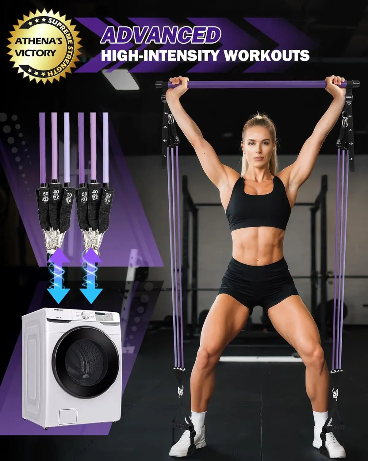 Adjustable Pilates Bar Kit with Resistance Bands