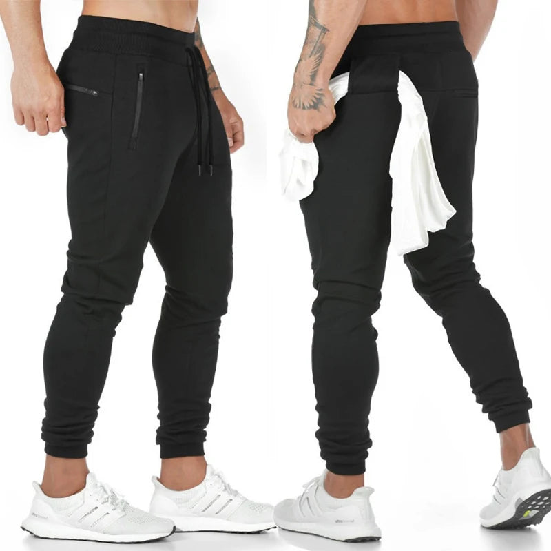 Men's Sweatpants with Zipper Pockets Towel Loop Tapered Joggers
