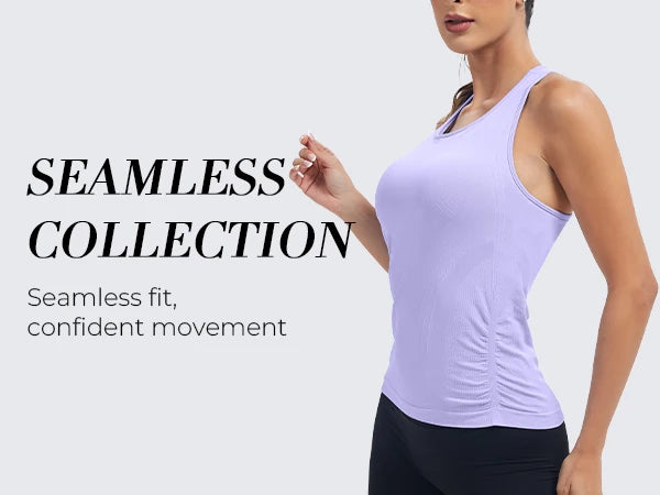 Seamless Workout Tank Tops with Built-in Bra.