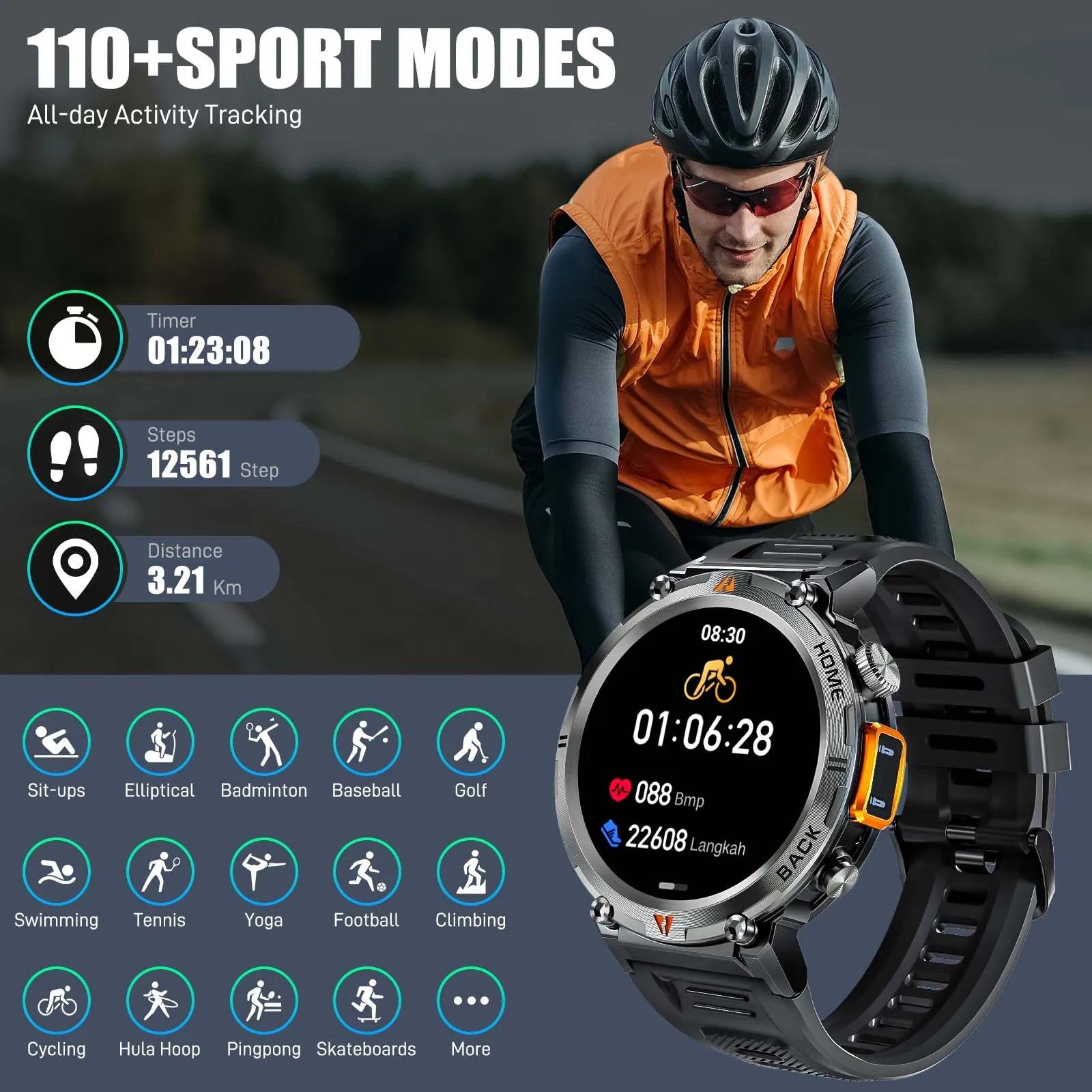 Bluetooth smartwatch Full Touch Screen Health Monitor