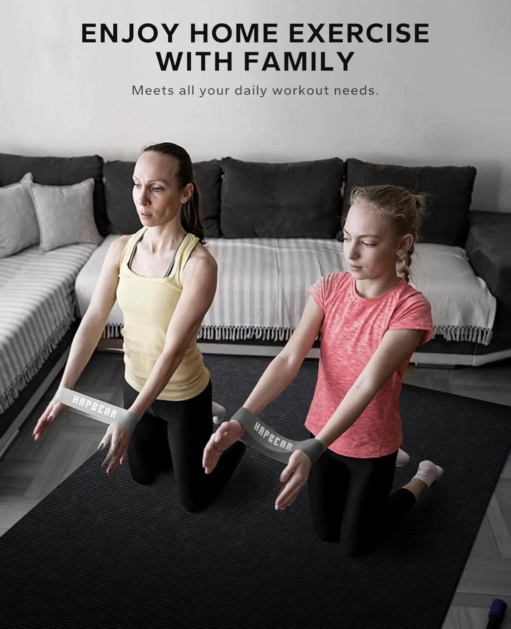 Extra Large Non Slip, Shock Absorbing, with Resistance Bands & Storage Bag Mat.