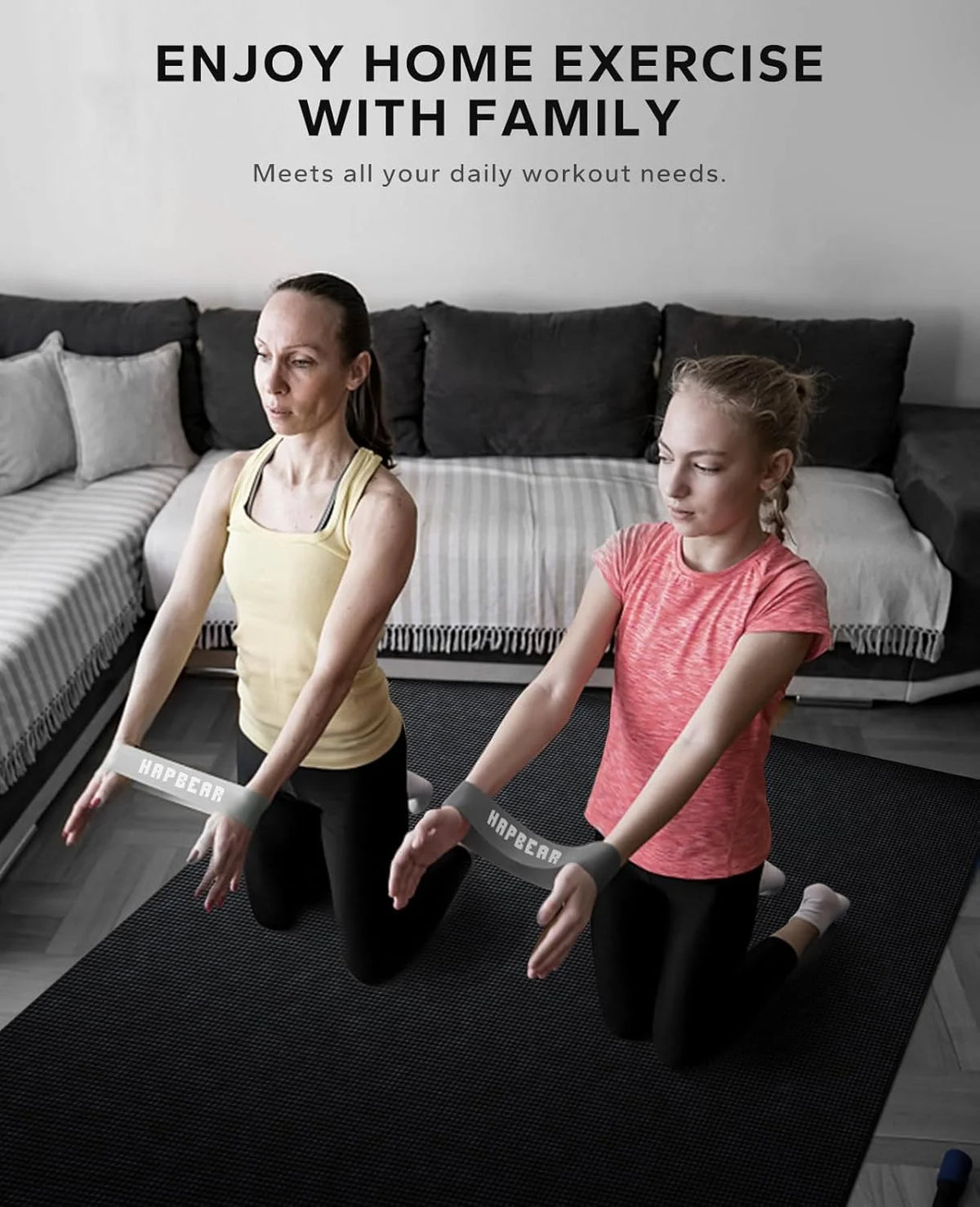 Extra Large Non Slip, Shock Absorbing, with Resistance Bands & Storage Bag Mat.