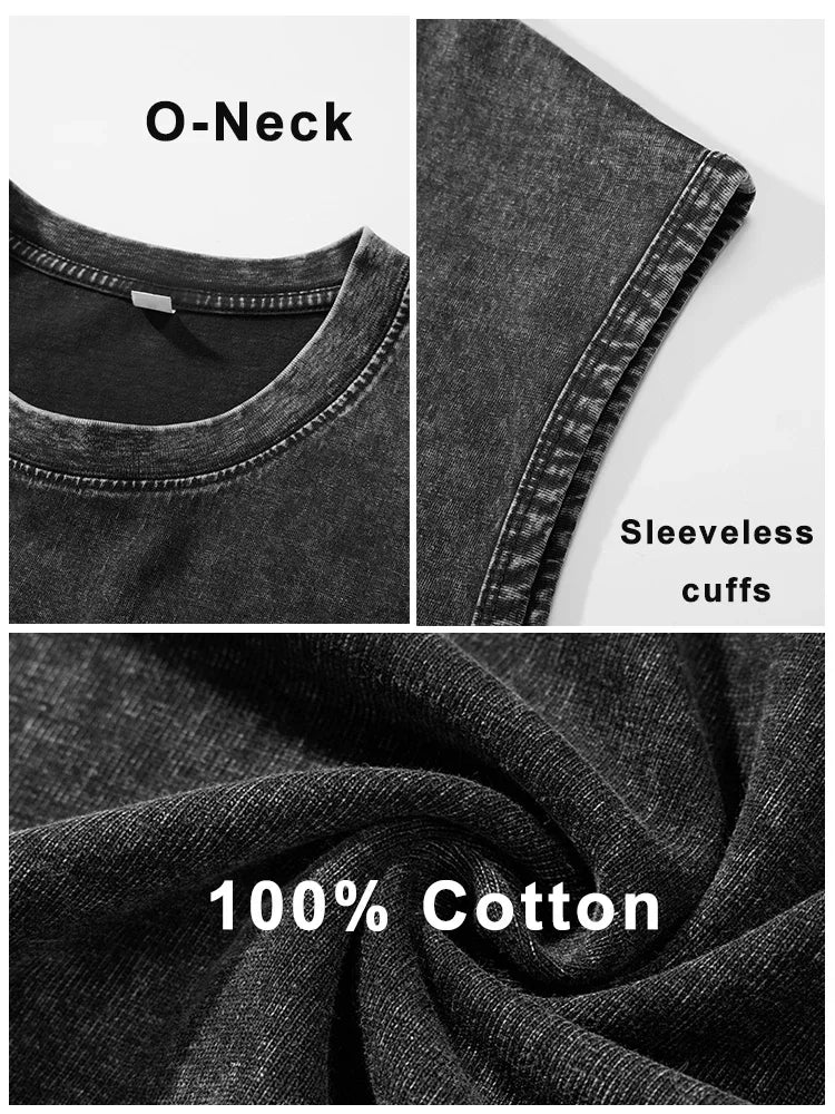 Washed Cotton Muscle Workout Tank Tops