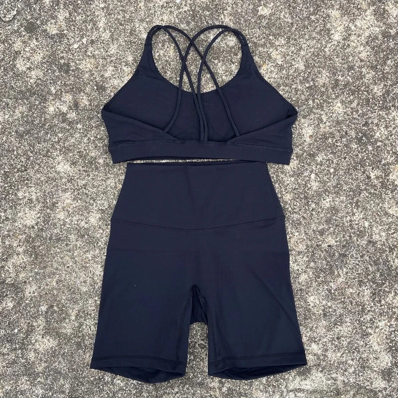 Women Gym Bra+High Waist Short Leggings.