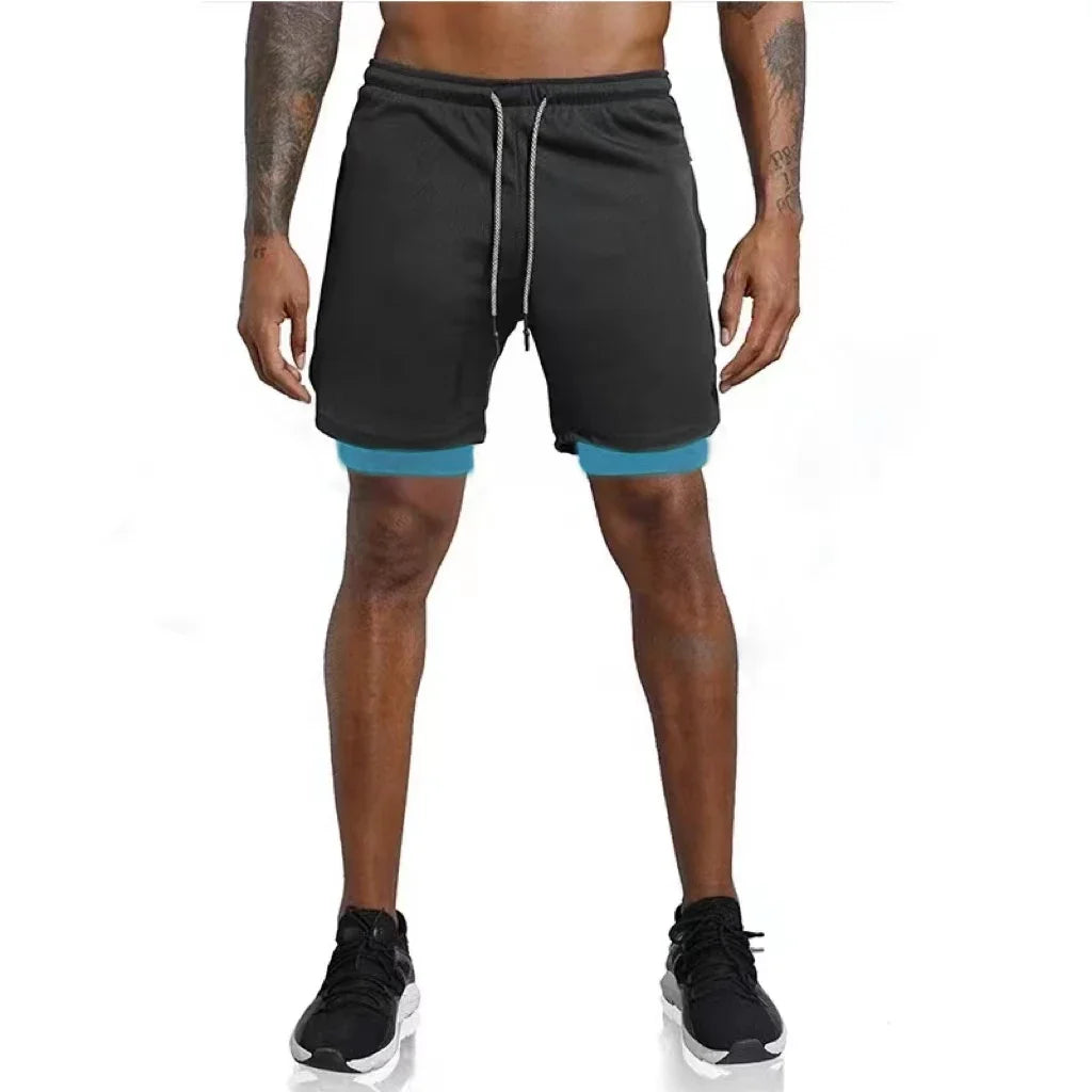 Men Sportswear 2 In 1 Double-deck Training Shorts