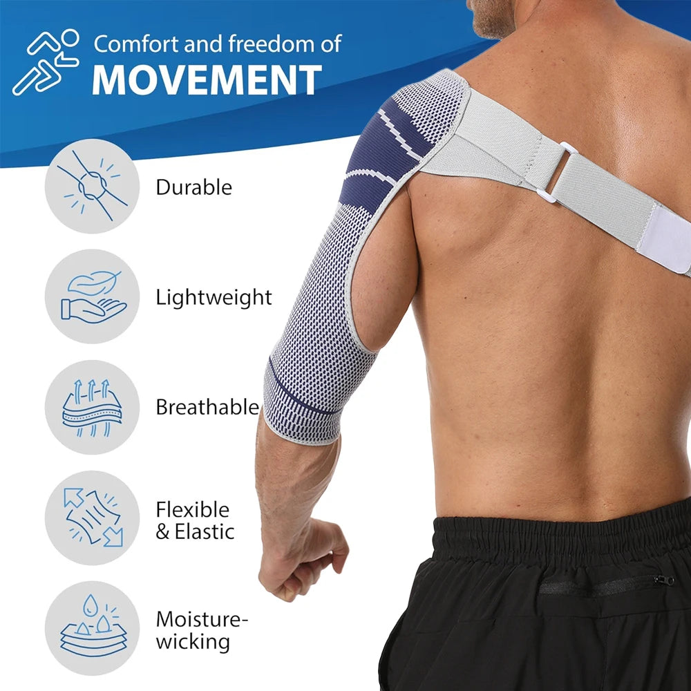 Shoulder Brace for Stabilizer Compression Sleeve With Adjustable Strap.