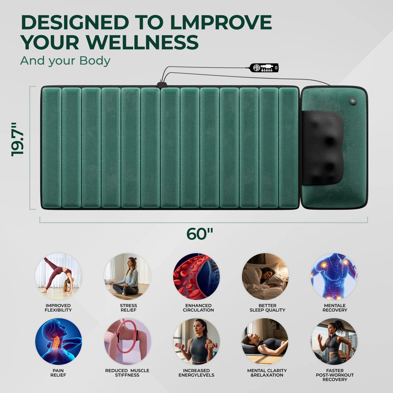 Full Body Deep Tissue Massage Mat with Heat