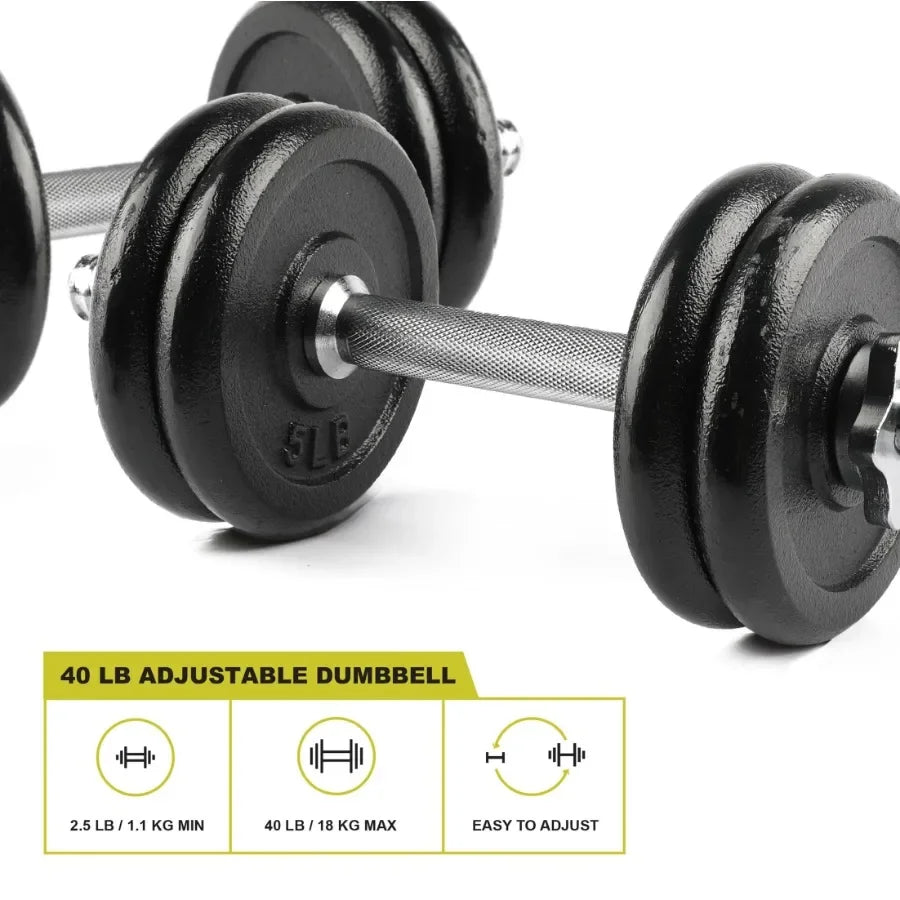 40lb Adjustable Chrome Secure Grip Dumbbell Set