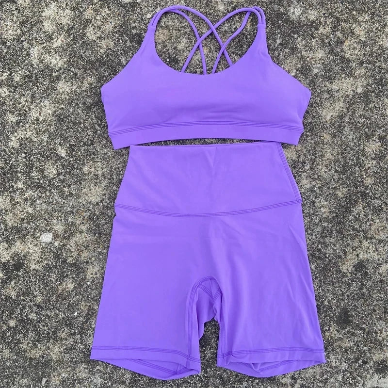 Women Gym Bra+High Waist Short Leggings.