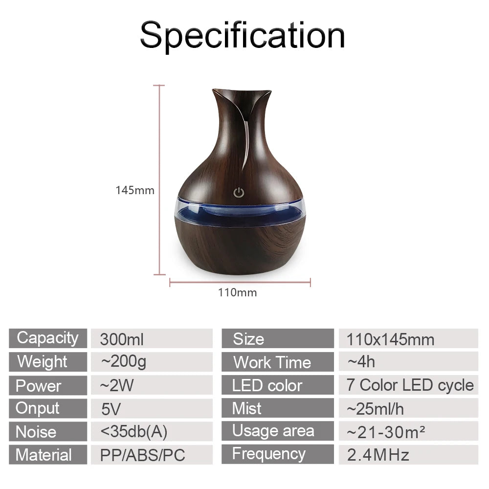 Aromatherapy Air Humidifier with LED Oil Diffuser