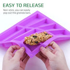 8 Cavity Rectangle Silicone Molds for Baking Granola Bar.