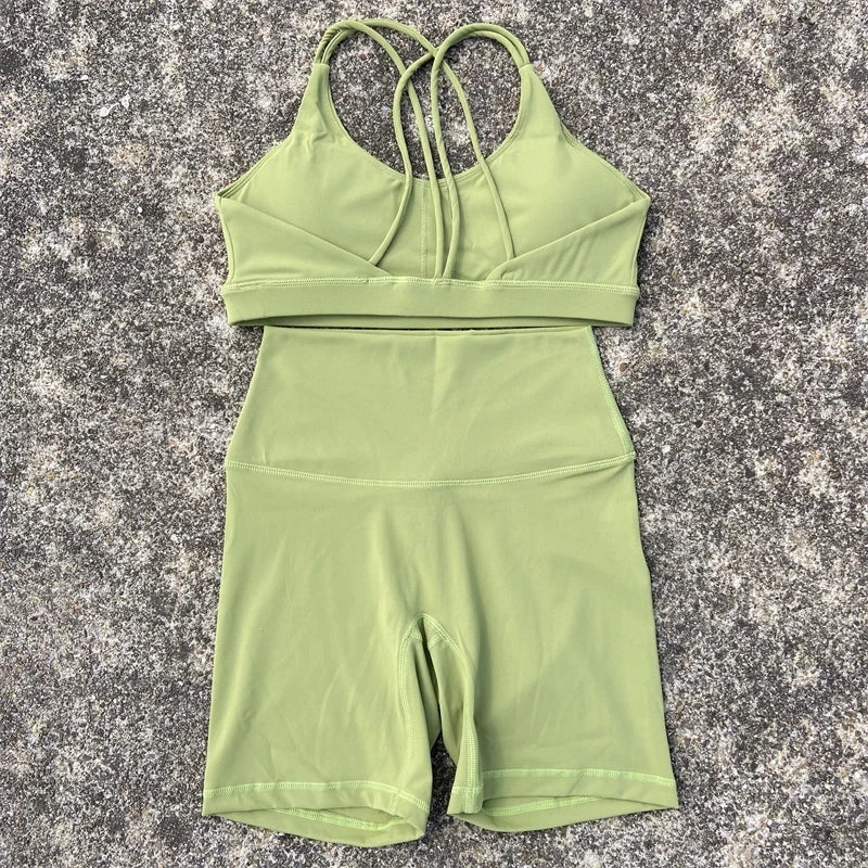 Women Gym Bra+High Waist Short Leggings.